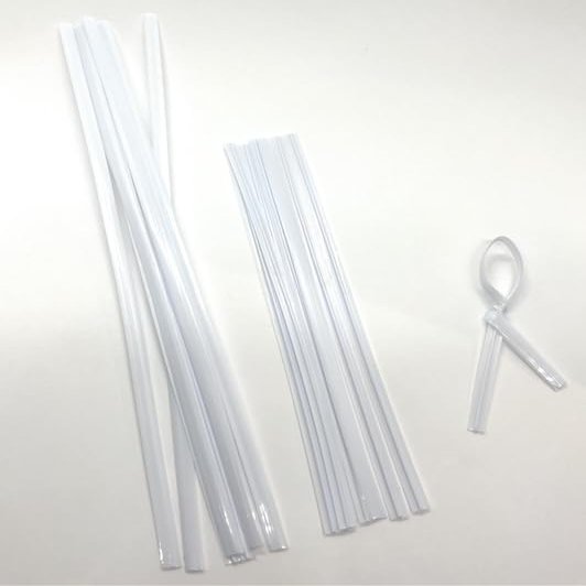 100pcs White Plastic wire free metal free twist ties no wire inside for bundling and securing plastic bags, toy packaging or cables (White Flat, 7 in)