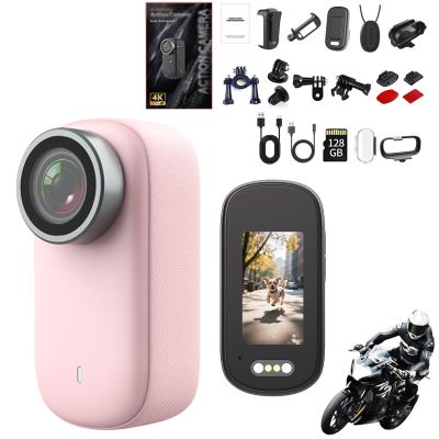 4k HD Mini Thumb Action Camera, Ultra Wide Angle Waterproof Wearable, Small Pro Capture Camera, with Night Vision, Audio & Video Recording, Used for Recording Skiing, Cycling and Hiking (Pink 128G)