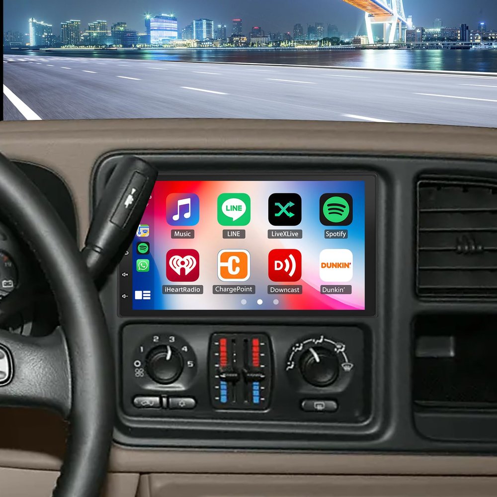 2+32G Double Din Car Stereo Radio Upgraded for 2007 Chevy Silverad Classic 1500 2500 with Wireless Carplay Android Auto, 7'' Touch Screen Android 14 GPS Navi Head Unit FM/SWC/WiFi/Bluetooth/Camera