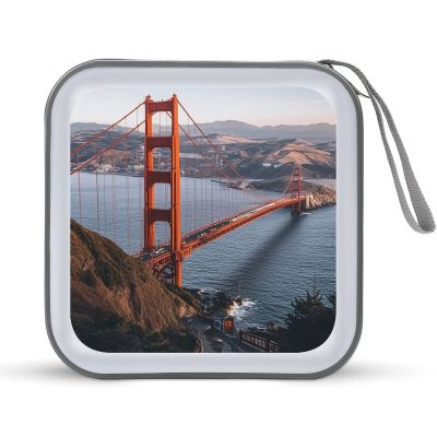FekiLoot San Francisco Golden Gate Bridge DVD Case Large Storage Disc Wallet Bag Portable CD Case Holder 40 Capacity Hard Plastic Disc Cases Storage Binder DVD Case Wallet for Car Home Office Travel