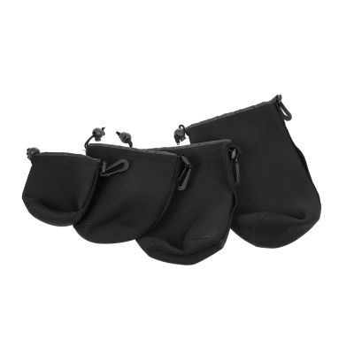 WOFASHPURET 4Pcs Waterproof Camera Lens Storage Bag Set with Drawstring Portable Elastic Lens Pouch for DSLR Travel Protective Case