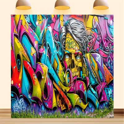 10X5ft Fabric Graffiti Backdrop Dynamic Kids Party Favor Photo Op Background 80s 90s Hip Hop Abstract Urban Street Art Photo Studio Props
