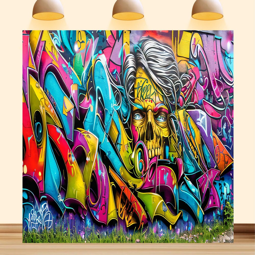 10X5ft Fabric Graffiti Backdrop Dynamic Kids Party Favor Photo Op Background 80s 90s Hip Hop Abstract Urban Street Art Photo Studio Props
