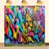 10X5ft Fabric Graffiti Backdrop Dynamic Kids Party Favor Photo Op Background 80s 90s Hip Hop Abstract Urban Street Art Photo Studio Props view 1