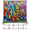 10X5ft Fabric Graffiti Backdrop Dynamic Kids Party Favor Photo Op Background 80s 90s Hip Hop Abstract Urban Street Art Photo Studio Props view 2