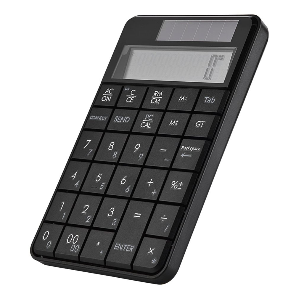 Yoidesu 2.4G USB Numeric Keypad, 29 Keys 2 in 1 Wireless Mini Number Pad Solar Power Smart Keypad & Office Calculators with LCD Display, Compact & Portable