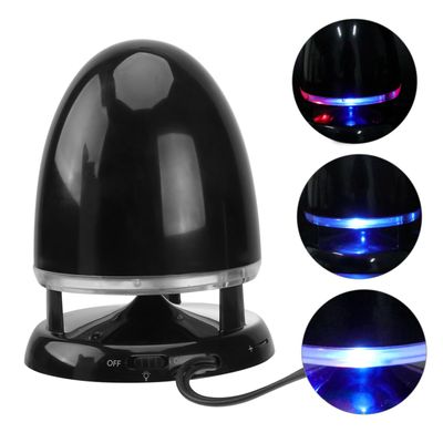 Kisangel USB Powered Mini Multimedia Speaker with LED Light, 3.5mm Audio Input External Loudspeaker for Laptop and Desktop, Portable Plug-in Computer Speaker, Black Blue, Compatible with 5V