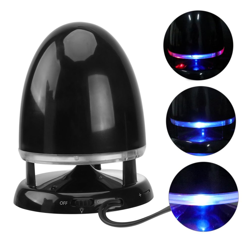 Kisangel USB Powered Mini Multimedia Speaker with LED Light, 3.5mm Audio Input External Loudspeaker for Laptop and Desktop, Portable Plug-in Computer Speaker, Black Blue, Compatible with 5V