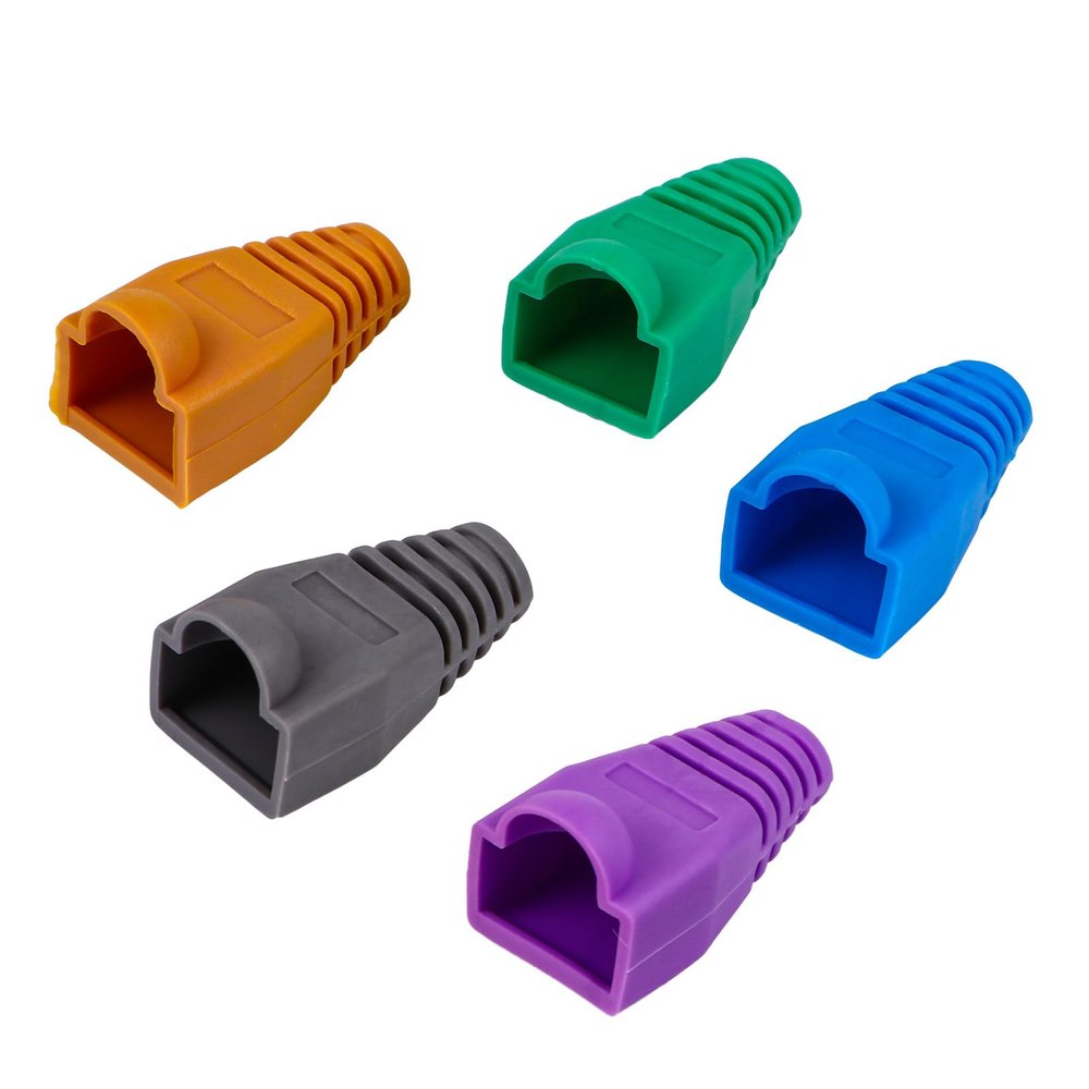 COOLHIYA 100Pcs Rj45 Network Cable Connector Boots Cover 0.6-0.65Mm Plastic Ethernet Plug Protective Caps for Computer Network Cable Accessories