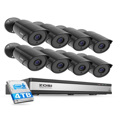 ZOSI 16CH 3K Lite Security Camera System with Audio, AI Human/Vehicle Detection, Night Vision, 8 x 1080P Metal Weatherproof Wired Cameras, 16 Channel Surveillance DVR with 4TB HDD for 24/7 Recording