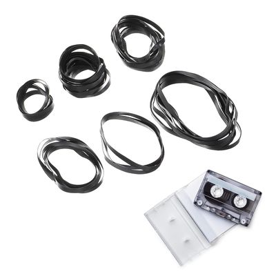 FUNNETOYU 50Pcs Square Flat Cassette Player Belts Rubber Replacement for Tape Deck Recorder Maintenance Repair, Compatible with Cassette Tape Machines and CD Players