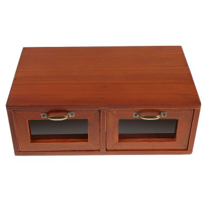 KALLORY Wood Monitor Riser with Acrylic Storage Drawers, Laptop and Printer Stand Organizer for Desktop Office, Retro Style Wooden Desk Shelf for Computer Screen Elevation and Desk Storage
