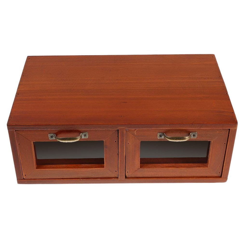 KALLORY Wood Monitor Riser with Acrylic Storage Drawers, Laptop and Printer Stand Organizer for Desktop Office, Retro Style Wooden Desk Shelf for Computer Screen Elevation and Desk Storage