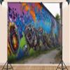 10X8ft Fabric Graffiti Backdrop Cool Retro Cassette Tape Theme Decor Background 80s 90s Hip Hop Abstract Urban Street Art Photo Studio Props view 3