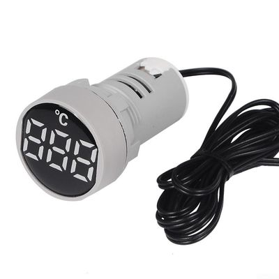 AC 380V 22mm LED Current, Mini Digital Ammeter with 5 Color Display for Industrial AC Current Sensor, Round Panel Mount Electrical Meter(White)