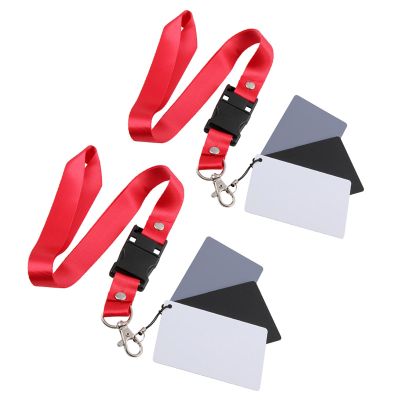 OKUMEYR 2Pcs Photography White Balance Grey Cards with Adjustable Black Neck Lanyards for Accurate Exposure and Color Correction in Camera and Video Lighting