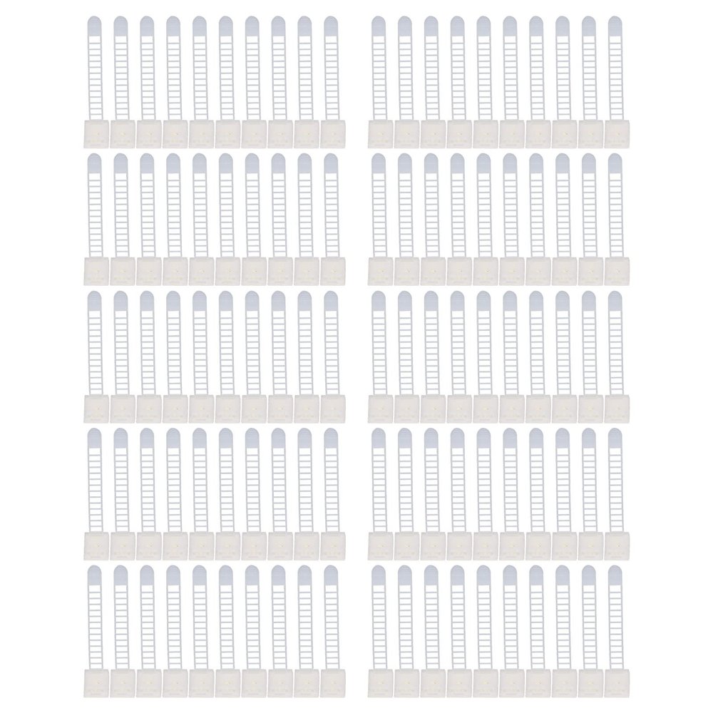 100Pcs Adhesive Cable Management Clips, Self Adhesive Wire Organizer, Adjustable Nylon Strap Ties with Strong Fixation for Office Home, Includes Screw Holes for Secure Installation (White)
