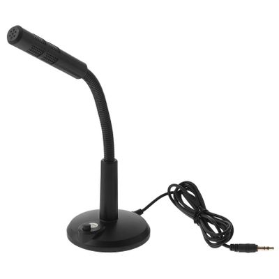 BRIGHTFUFU Desktop Microphone 3.5Mm Chat Mic for Computer Laptop Black Plastic Tabletop Mic for Voice Recording Live Streaming and Gaming