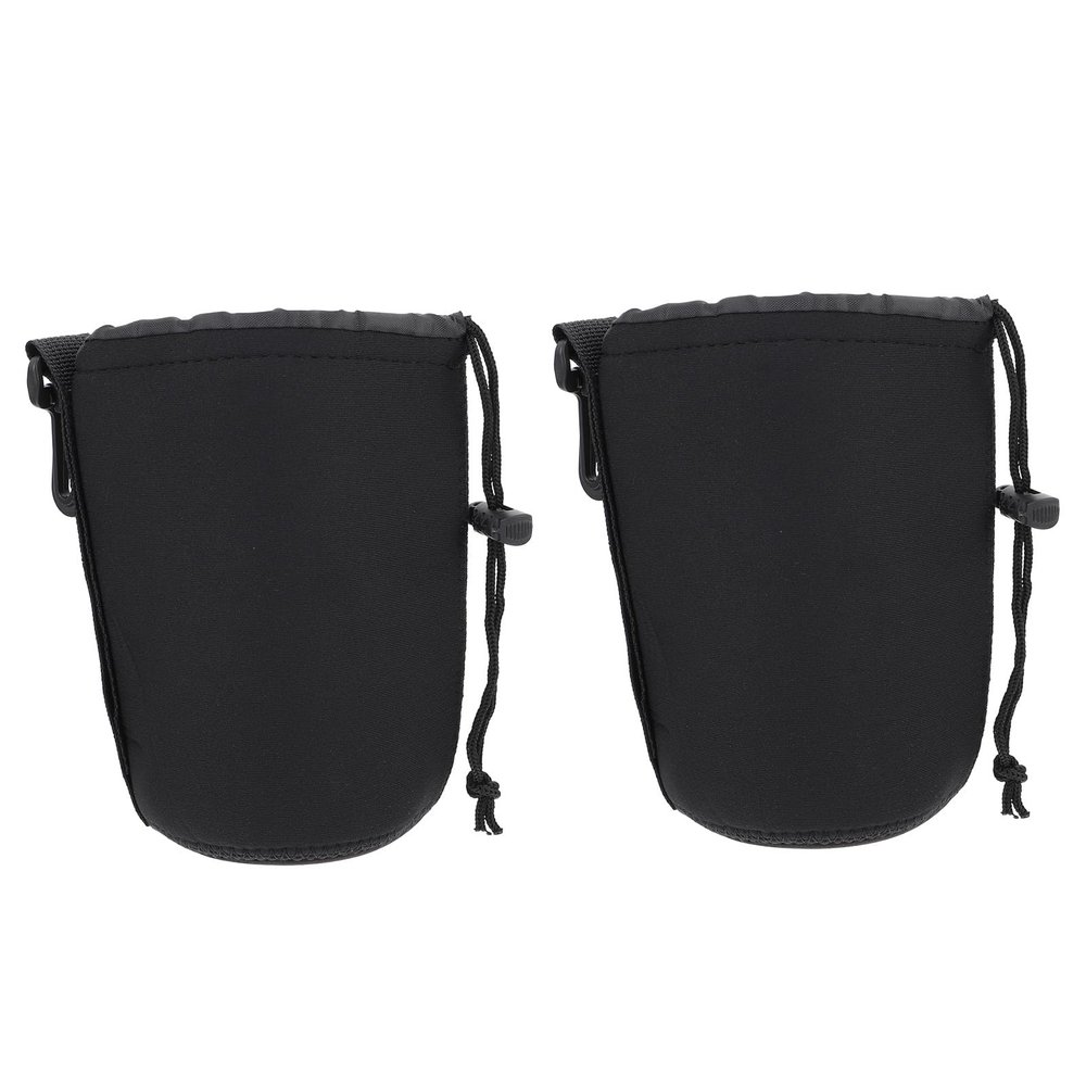 CIYODO 2 Pcs Neoprene Camera Lens Pouch Set Shockproof Drawstring Lens Case Bag for DSLR Camera Protection Flexible Protective Cover for Photography Equipment