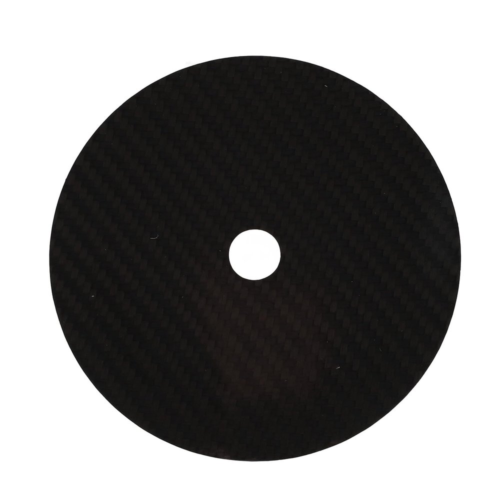 HiFi CD Tuning Pad, Carbon Fiber CD Mat, Low Distortion Rate Vibration Absorption CD Tuning Mat for CD Player, Premium Carbon Fiber Material with 0.2mm Thickness and 15mm Center Ho (Black)