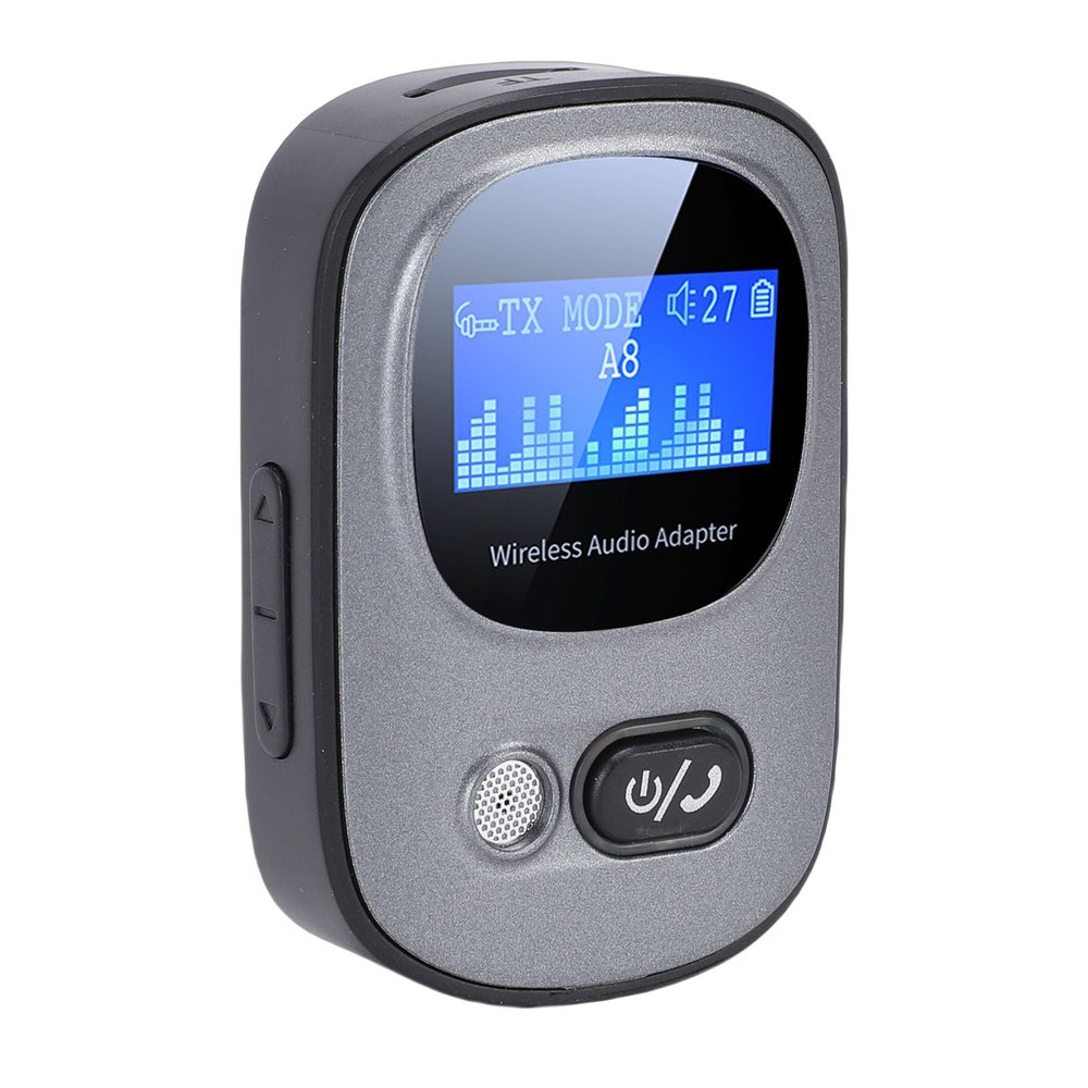 ZDAGELD 5.3 Transmitter Receiver Low Latency Sound Digital Display Portable Wireless Airplane Adapter, Ideal for Airplane Use with Dual 3.5mm Ports, 18 Hours Playback Enjoyment for