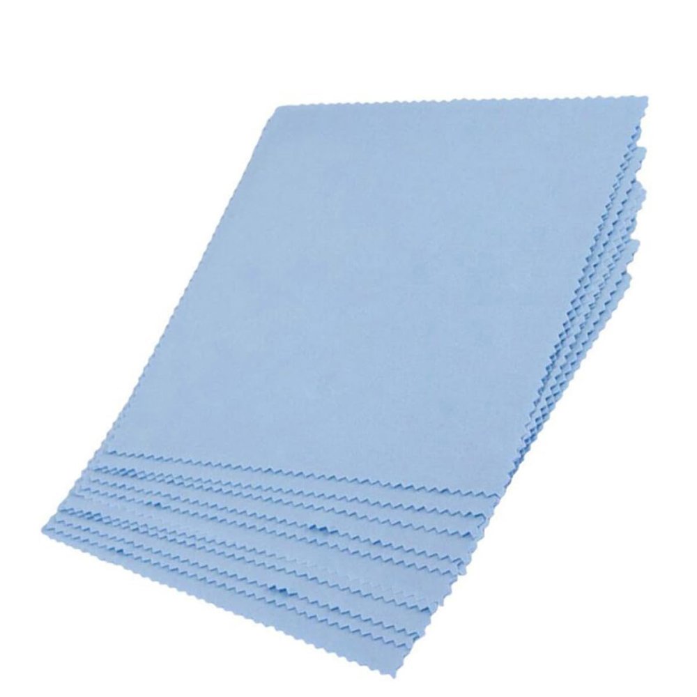 VILLCASE 80Pcs Microfiber Cleaning Cloths for Eyeglasses and Camera Lenses Light Blue Gentle Screen Lens Polishing Cloths for Electronics and Jewelry Maintenance