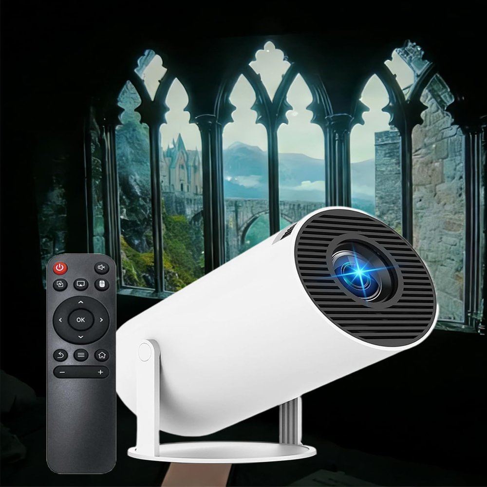 Projector for Reading  Window Projector Built-In Speaker & 210 Rotation, Mini 4k Supported Smart Projector with Wifi & Bluetooth, Auto Keystone, Cozy Reading & Bedroom Immersion (White)