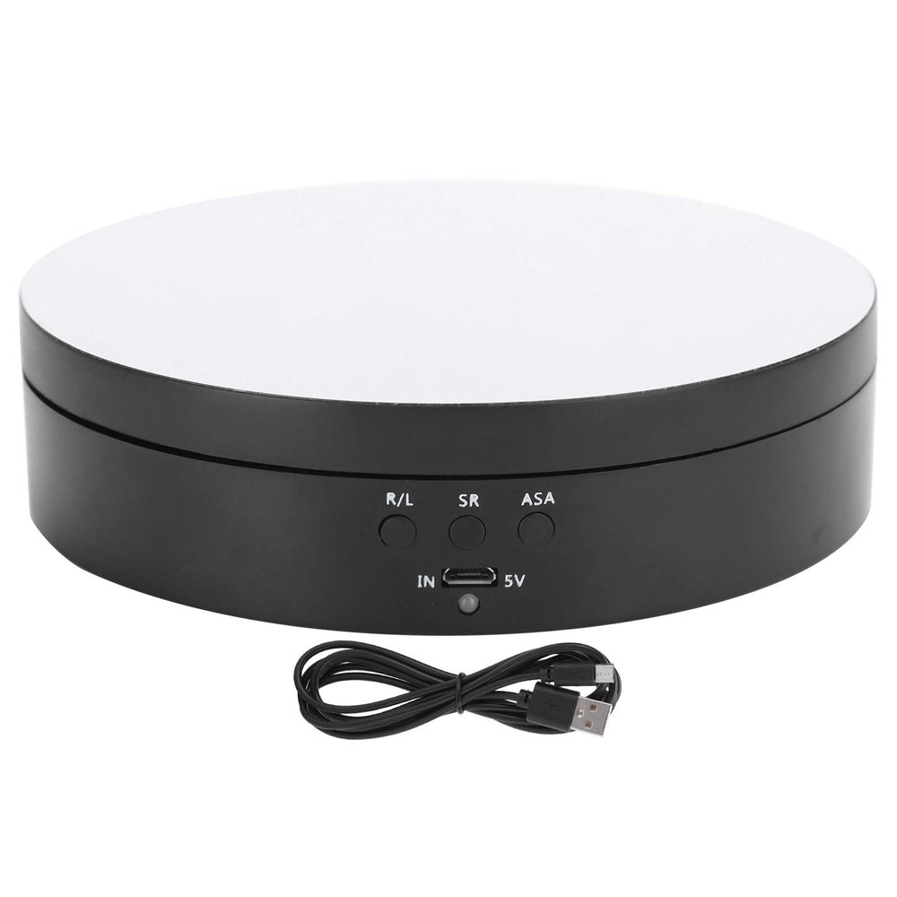 Electric Rotating Display Stand 3 Speeds 360 Degree Turntable Jewelry Holder USB Charging Mirror Jewelry Display Stand Watch Display Stand Cosmetic Showcase Rotating Display Stand Product Photography