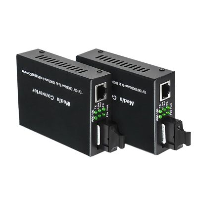 1PCS 1000Mbps Gigabit Fiber Optical Media Converter SC Port Single Mode External Power Supply for Network Expansion(3km)