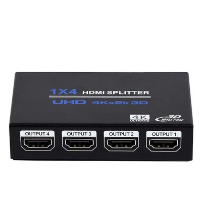 1x4 HDMI Splitter, 1 in 4 Out HDMI Splitter Audio Video Distributor Box Support 3D & 4K x 2K Compatible for HDTV, STB, DVD, PS3, Projector Etc