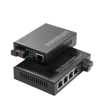1Pair 10/100/1000Mbps 20KM Single Mode Fiber SC Gigabit Media Converter Singlemode Simplex Transceiver 1310/1550nm