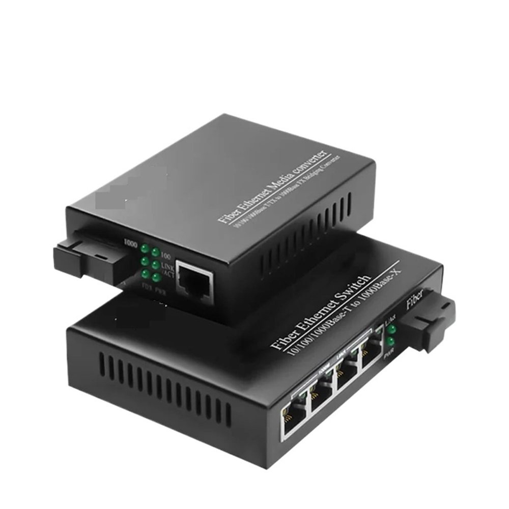 1Pair 10/100/1000Mbps 20KM Single Mode Fiber SC Gigabit Media Converter Singlemode Simplex Transceiver 1310/1550nm