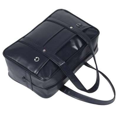 MINAOLULUS Waterproof PU Leather Messenger Laptop Bag, Shoulder Tote for Men and Women, Vintage School and Office Commuting Bag, Navy Blue Waterproof Computer Sleeve