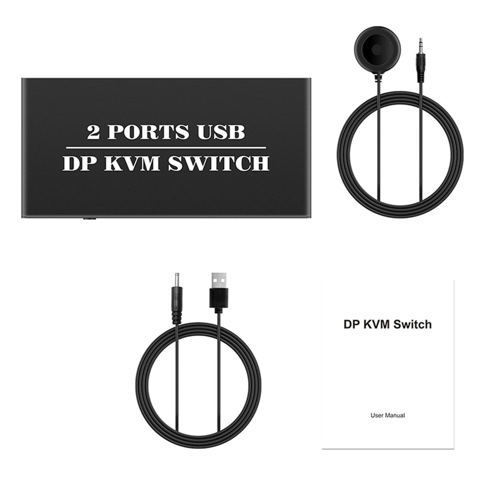 2 in 1 DP Switcher with Controller 4K@60Hz 2 in 1 Out Efficient Device Control Set KVM