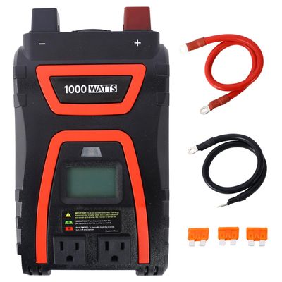 1000 Watts Power Inverter Modified Sine Wave Car Led Display Black 1000W Continuous Power Emergency Job Site Rv Camping Durable