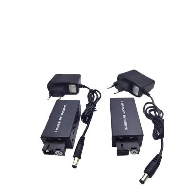 1Pair Gigabit 100/1000M A/B SC Ethernet Fiber Switch Media Converter Rj45 Optic Transceiver 20KM fibra with Power Supply(with EU Plug)