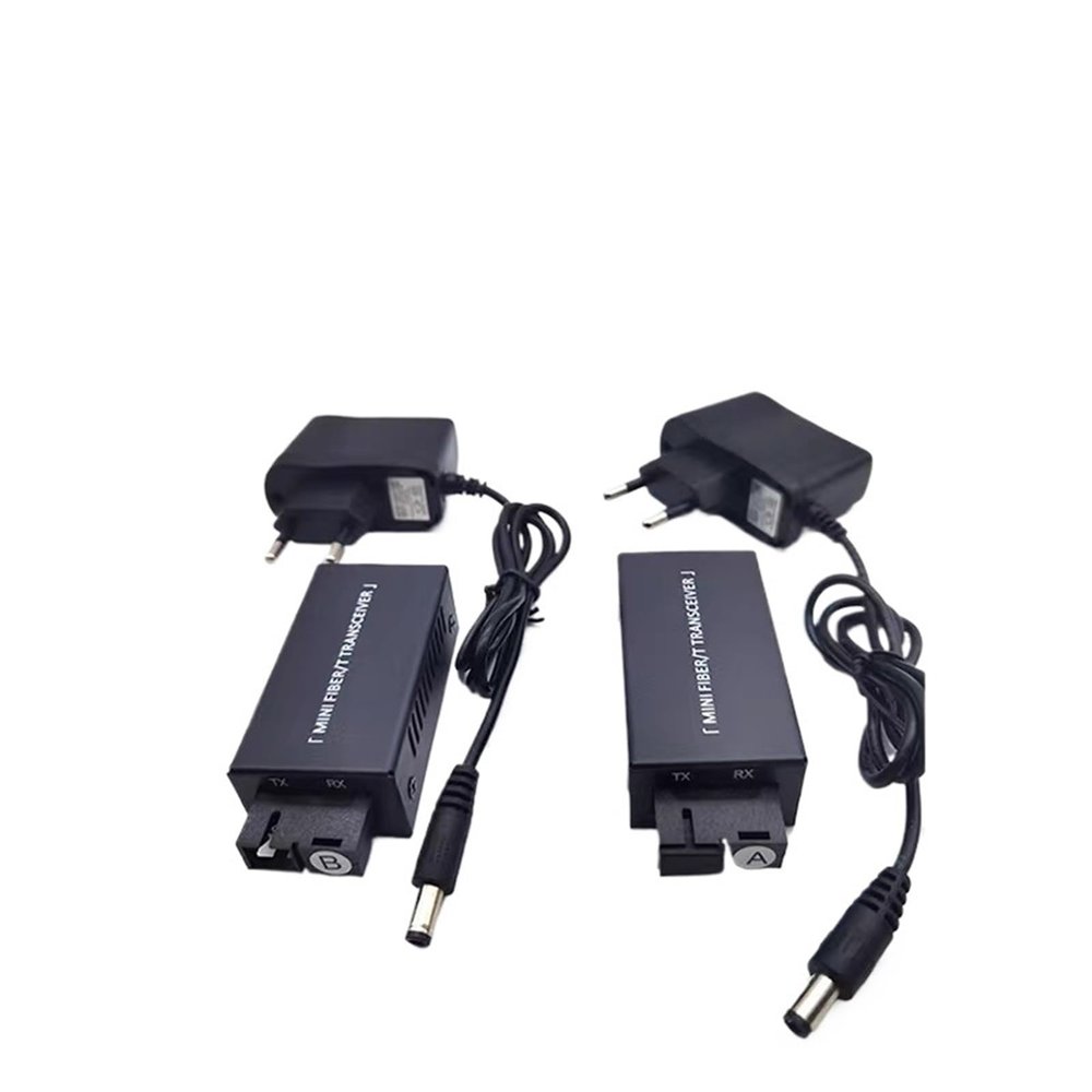 1Pair Gigabit 100/1000M A/B SC Ethernet Fiber Switch Media Converter Rj45 Optic Transceiver 20KM fibra with Power Supply(with EU Plug)