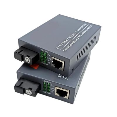 1PCS Gigabit Fiber Optic Media Converter 1 Pair HTB-GS-03 10/100/1000Mbps 3km/20km External Power Supply Single Mode(20km-UK Plug)