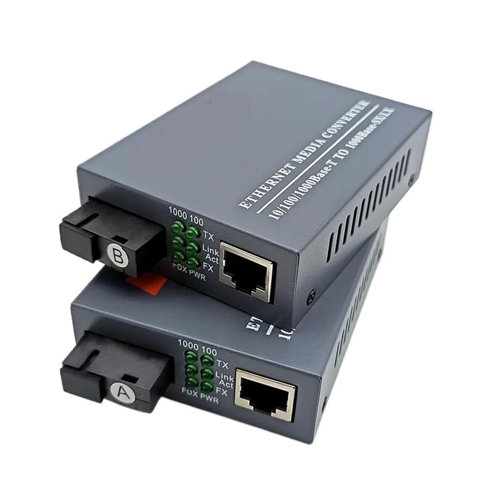 1PCS Gigabit Fiber Optic Media Converter 1 Pair HTB-GS-03 10/100/1000Mbps 3km/20km External Power Supply Single Mode(20km-UK Plug)