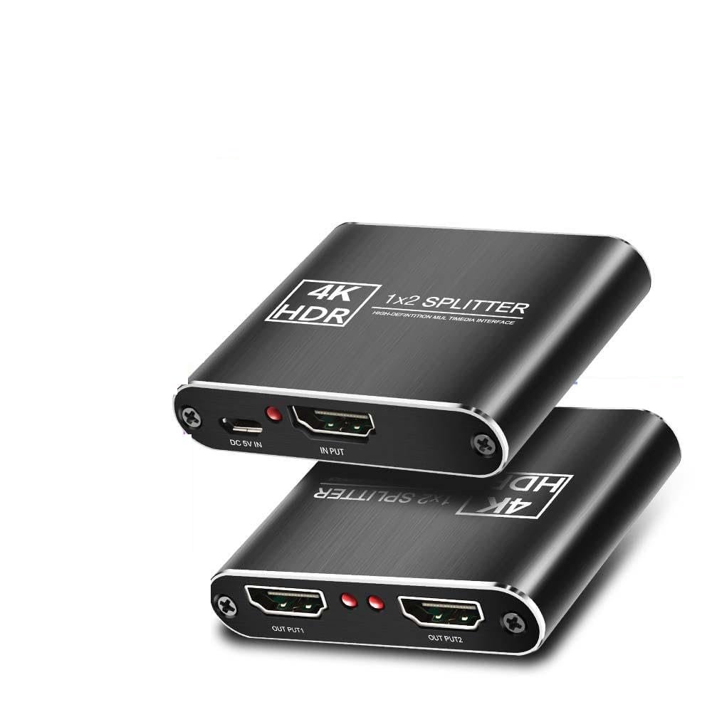 4k@60hz HDMI Splitter, 1 in 2 Out, Ultra HD 4K @ 60 Hz 1x2 HDCP1.4, Power HDMI Supports 3D Full HD 1080P Compatible with Xbox PS5/4/3 Blu-Ray Player Fire Stick Roku