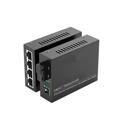 1PCS Optical Fiber Media Converter 10/100M 1310/1550nm 1 Port 4 RJ45 Single Mode Optic Switch Transceiver(1F-4E-A Size)