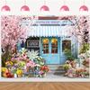 Flower Shop Backdrop Hello Spring Florist Pink Floral Photography Background for Spring Easter Girls Bridal Shower Wedding Party Decorations Banner Photo Props (8x6FT: 96x72 inch) view 3
