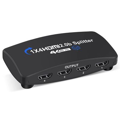 4K@60Hz HDMI Splitter 1 in 4 Out, Hdmi Video Splitter 1x4 V2.0b Powered, Support 1080P@120Hz Duplicate/Mirror Screen Monitor, Ultra HDR for Xbox, PS3/PS4 Game Consoles (1 Input to 4 Outputs)