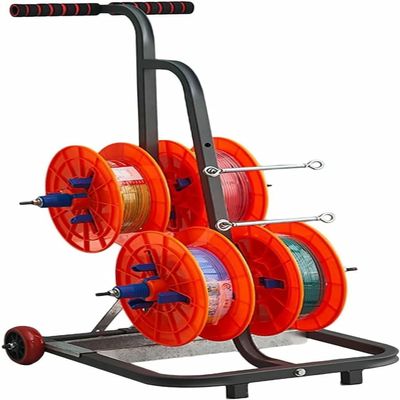 4/6 Reel Wire Spool Rack with Wheel,Cable Dispenser with Storage Tray,Electrical Wire Spool Holder Cart,for Electrical Wire Pullers