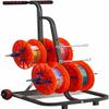 4/6 Reel Wire Spool Rack with Wheel,Cable Dispenser with Storage Tray,Electrical Wire Spool Holder Cart,for Electrical Wire Pullers view 1