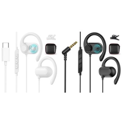 2 Pack Open Ear 3.5mm Jack USB C Headphones for Samsung,Over Ear Buds USB Type C Earphones Wired with Adjustable Ear Hooks for iPhone,USB-C Headset for iPad