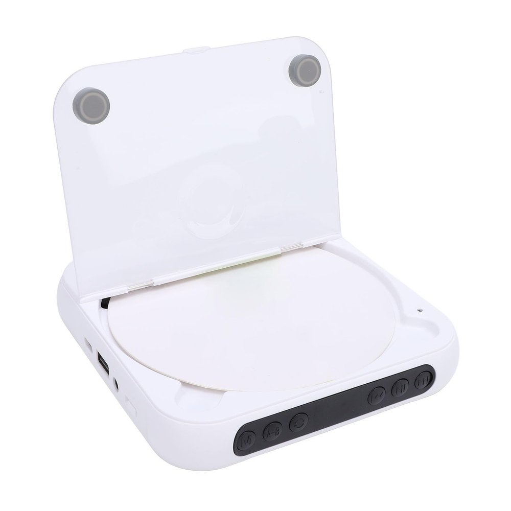 EIMSOAH Portable CD Player, BT 5.3 USB Rechargeable 2000mAh, HiFi Speakers and Headphones, for Home Car Supports CD R RW MP3 WMA (White)