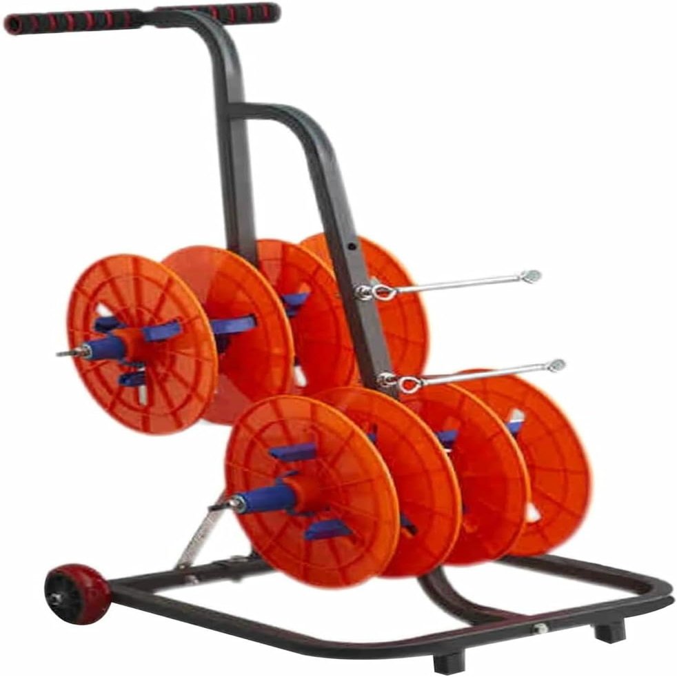4/6 Reel Wire Spool Rack with Wheel,Cable Dispenser with Storage Tray,Electrical Wire Spool Holder Cart,for Electrical Wire Pullers