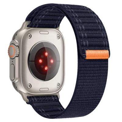 CTOINV Nylon Loop Strap for Watch Band Ultra 2 49mm 10 46mm 42mm 9 8 7 45mm 41mm Wave Bracelet for Series 6 SE 5 4 40 44mm(Navy blue,42-44-45-49-S10-46mm)