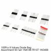 100Pcs DO-41 Diode Assortment Kit with 8 Values for DIY and Repair, Includes 1N4148, 1N4007, IN5819, IN5399, FR107, FR207, IN5408, IN5822 view 2